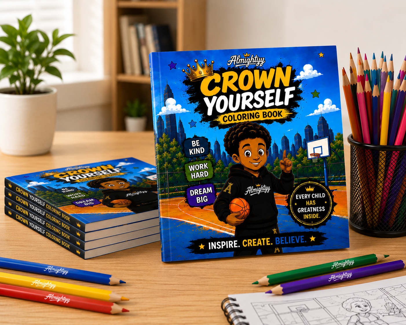 Almighty Crown Yourself Coloring Book: Inspirational Coloring Pages to Inspire Confidence, Kindness, and Greatness