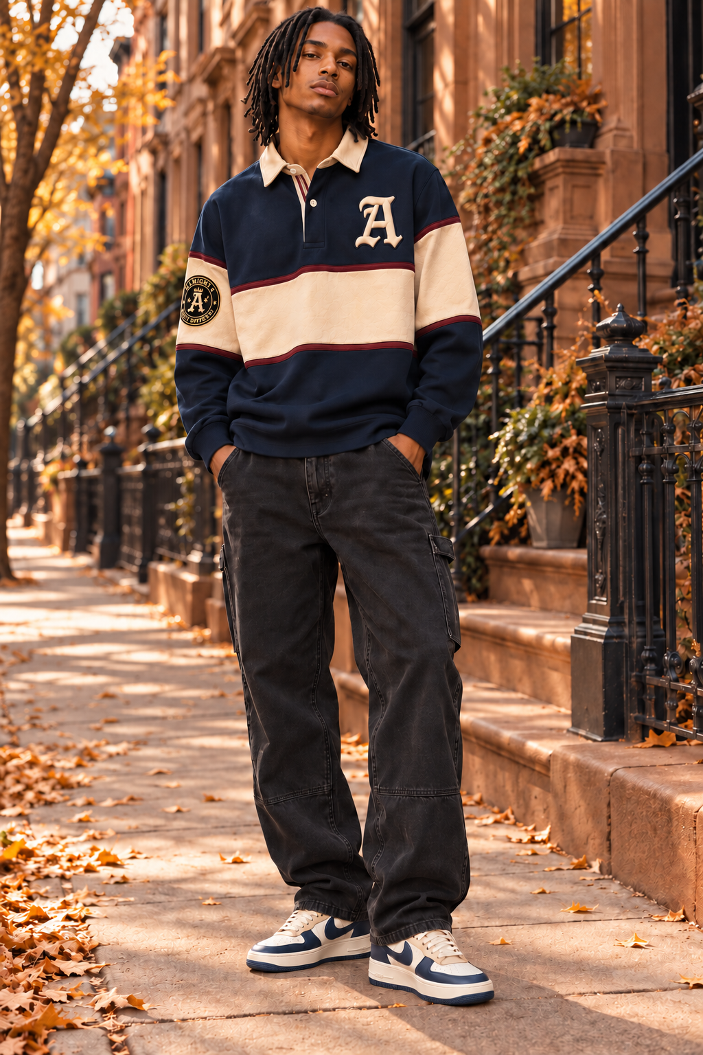 Almighty Crest Rugby Shirt – Navy/Cream.