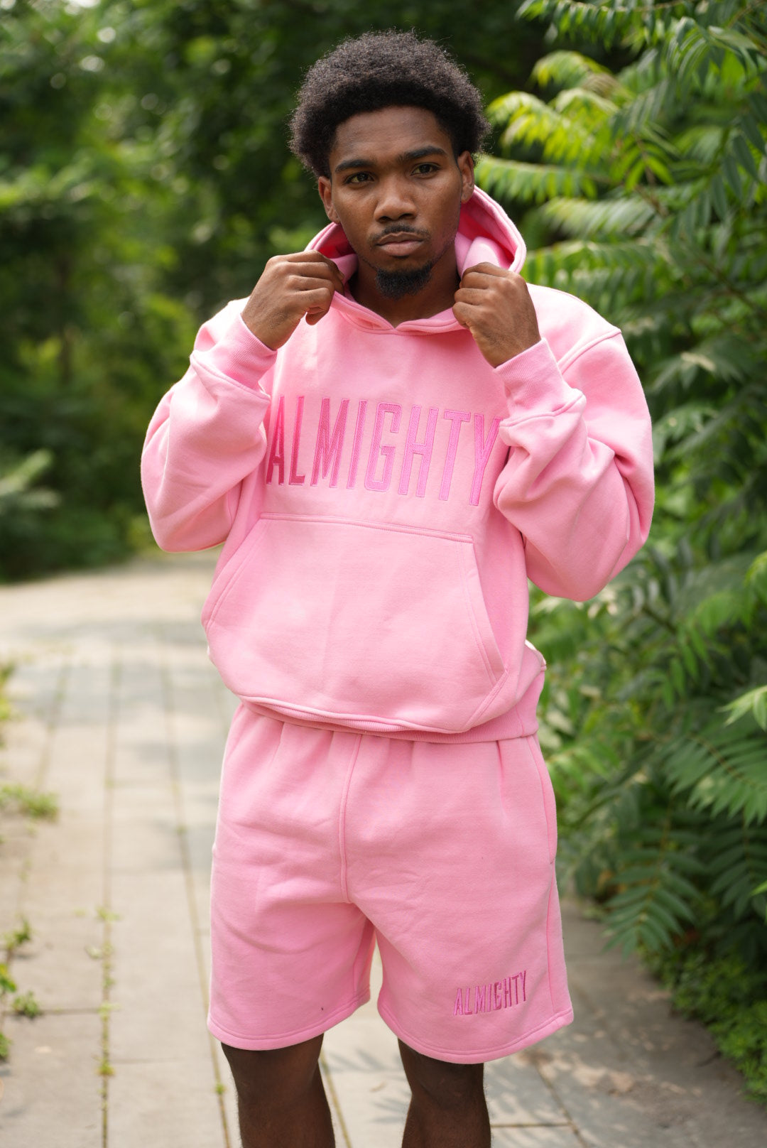 ALMIGHTY LEISURE TONAL HOODIE -PINK