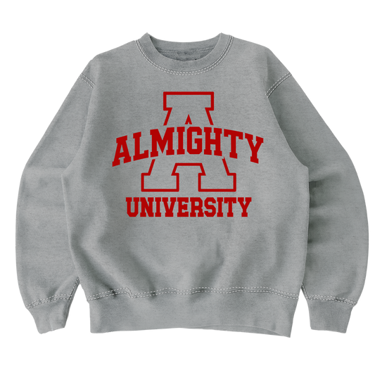 "Grey" Almighty University Crewneck