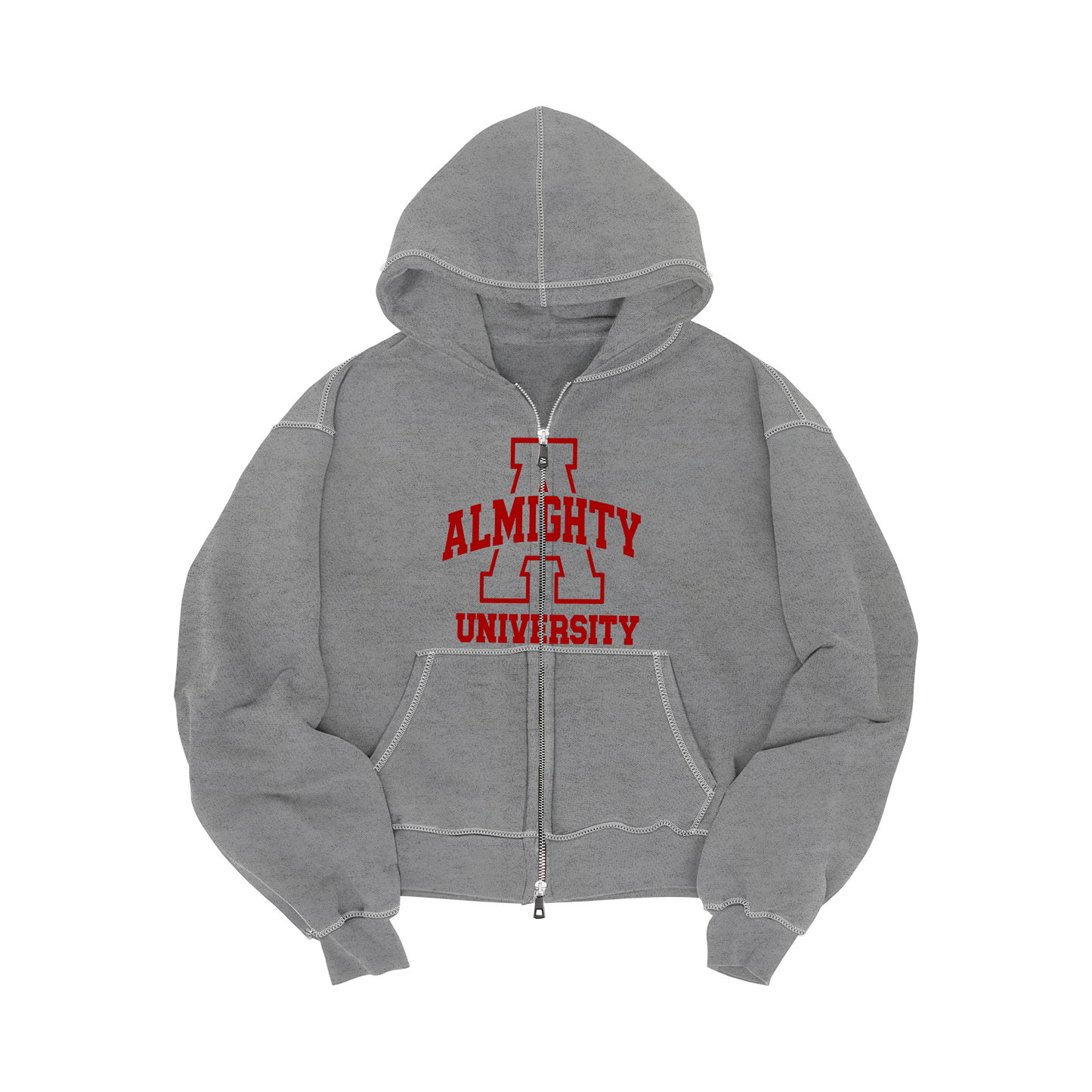 " Grey " Almighty University Zip Hoodie