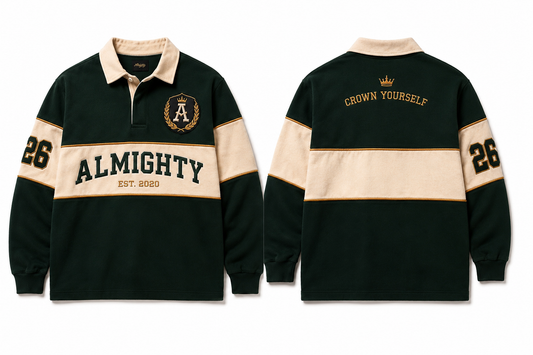 The "Crown" Heavyweight Rugby Forest Green/Cream